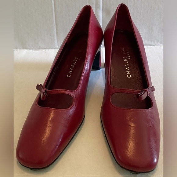Charles Jourdan Shoes - Charles Jourdan Red Ballet Bow Leather Heels Pumps
